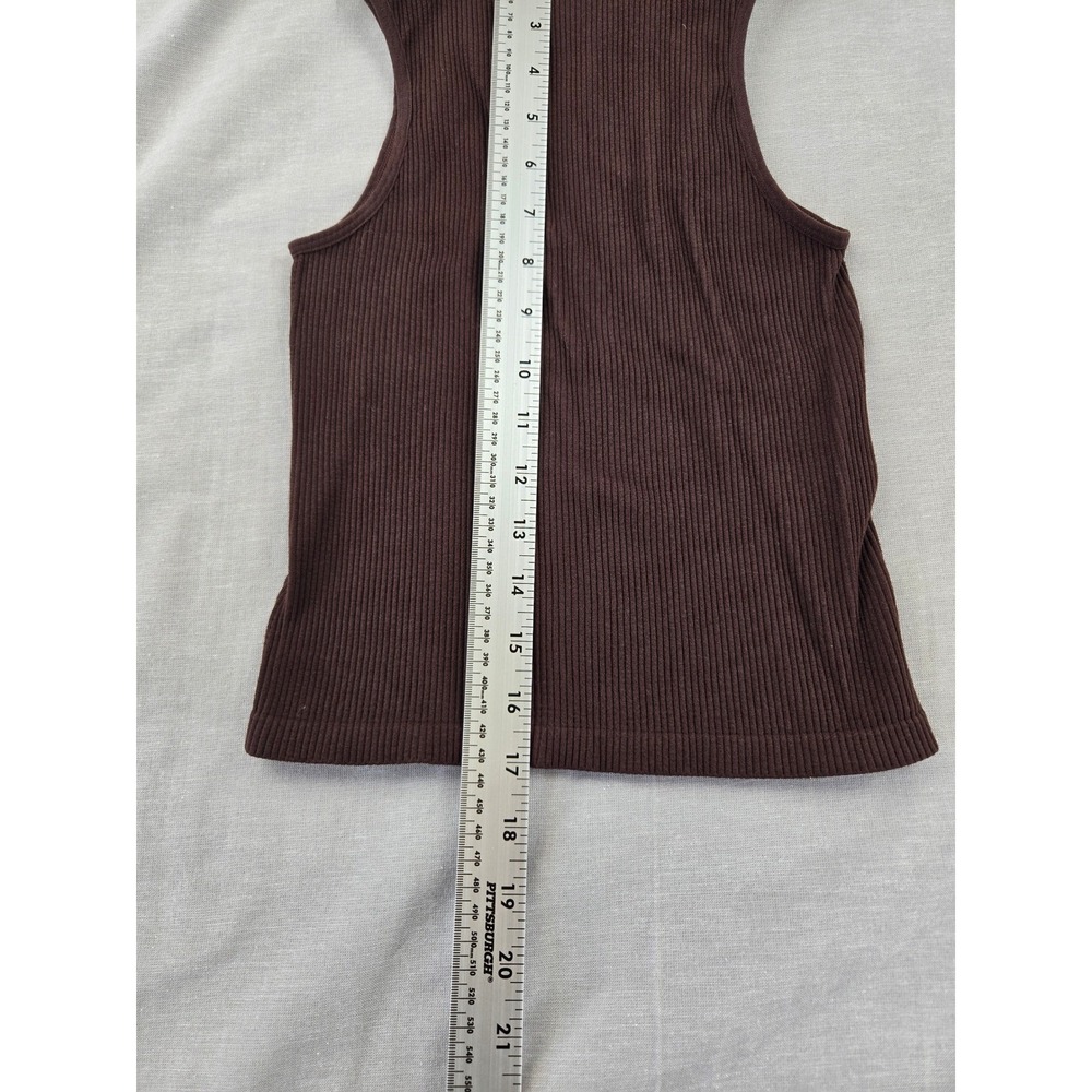 Suzette Collection Brown Ribbed Mock Neck Sleeveless Top Womens SM - Picture 5 of 8